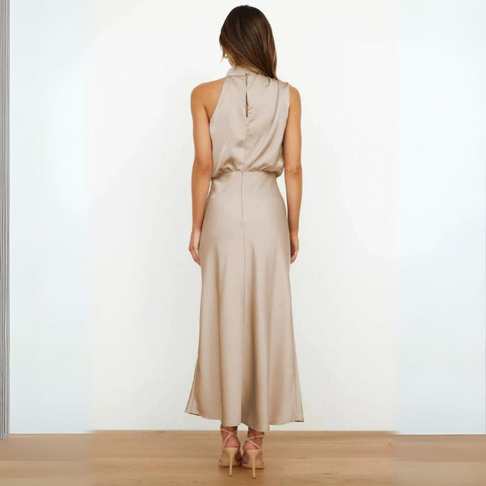 Arlet | Glamourous Satijnen Jurk Dames | Sexy Avondjurk | Mouwloos Off Shoulder Elegante Maxi