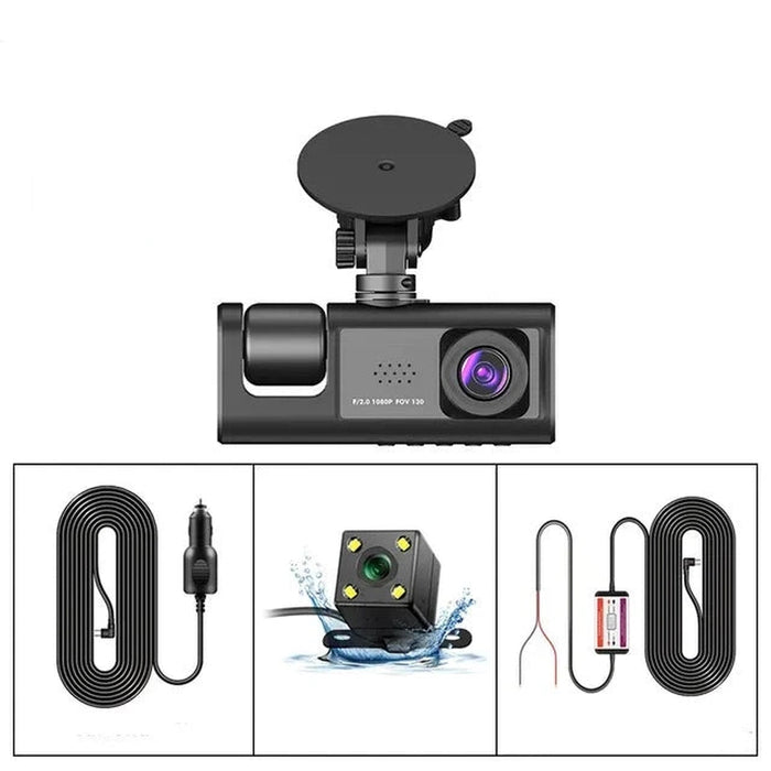 DriveGuard 1080P TriCam | Auto Dashcam | Drie Camera's | 24U Parkeerbewaking