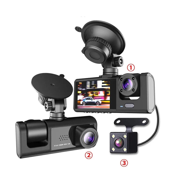 DriveGuard 1080P TriCam | Auto Dashcam | Drie Camera's | 24U Parkeerbewaking