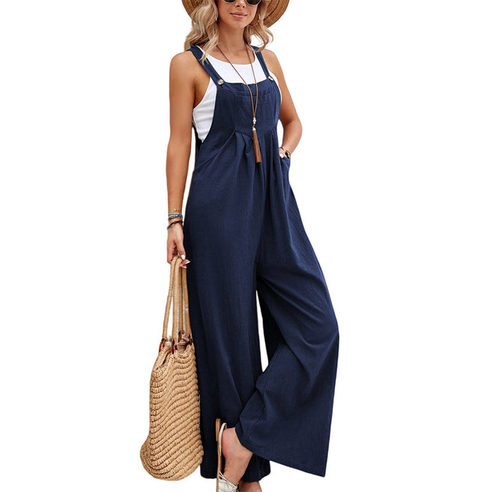 Ines | Urban Chic Lange Overall Voor Dames Met Bretels | Casual Losse Jumpsuit Met Zakken