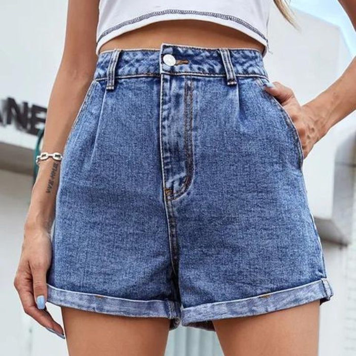 Lotte | Classic Hoge Taille Korte Broek Vrouwen | Zomer Shorts Denim