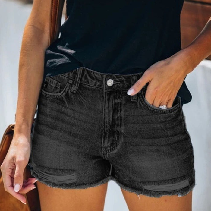 Luz | Zomer Denim Shorts voor Dames | Korte Broek met Franje Jeans