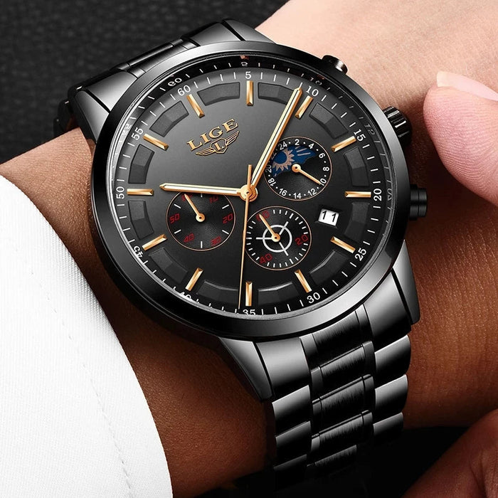 VanguardTime | Military Black Steel Horloge - Elegant en stijlvol