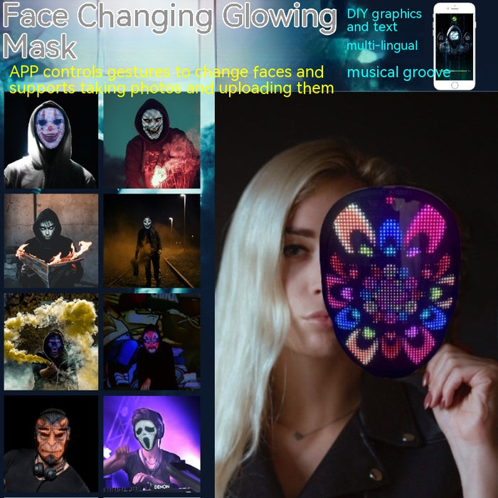 GLOFACE | LED Gezichtsmasker voor Halloween - Veranderend Gezicht - Feest- en Baraccessoire | Oplichtend - Heroplaadbaar - Unieke Stijl