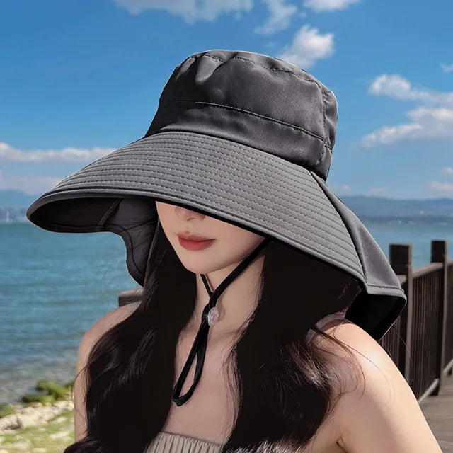 Capucine | Dames Bucket Hat | Zonbescherming Hoed | 50+ Bescherming, Brede Rand, Nek Flap