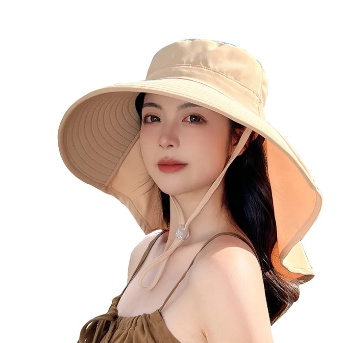 Capucine | Dames Bucket Hat | Zonbescherming Hoed | 50+ Bescherming, Brede Rand, Nek Flap