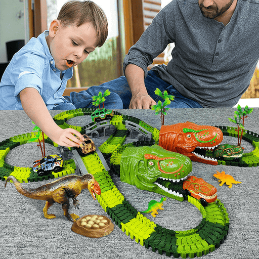 Racing Dinosaur Train Set™ | Fantasierijke Treinbaan Set voor ongekend speelplezier | Incl. Extra GRATIS Dino + treinauto t.w.v. €19.95 Finn Brands