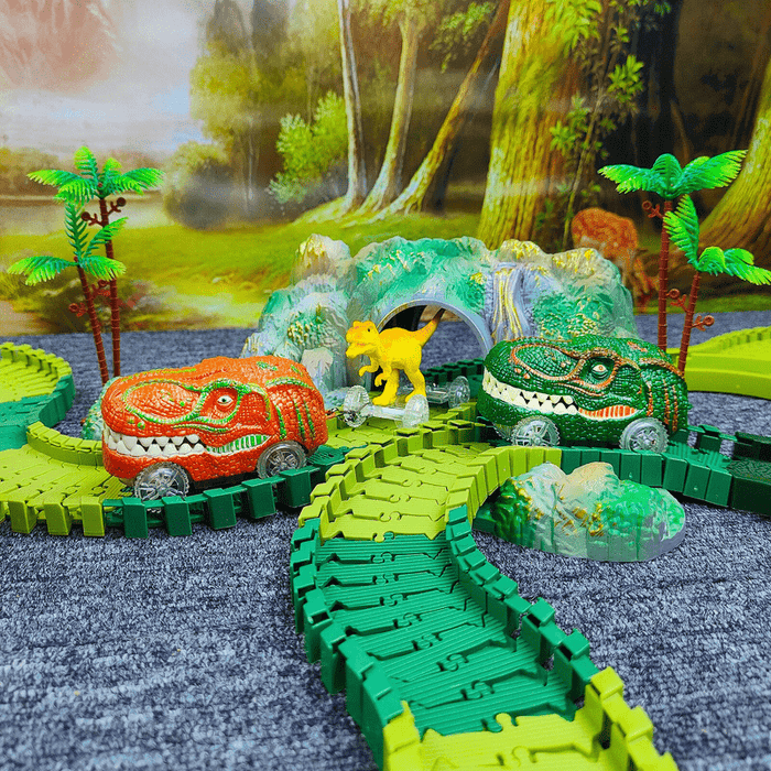 Racing Dinosaur Train Set™ | Fantasierijke Treinbaan Set voor ongekend speelplezier | Incl. Extra GRATIS Dino + treinauto t.w.v. €19.95 Finn Brands