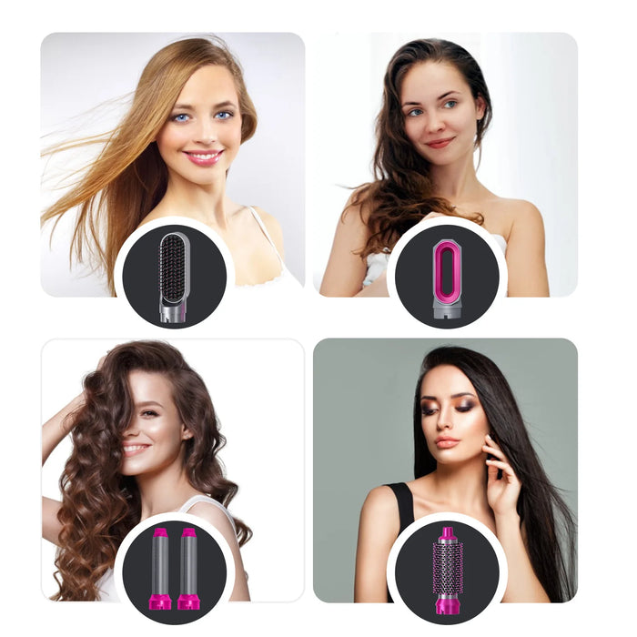 5-in-1 haarstyler | 1000W aansluiting + Kam + Massagekam + Rolkam | veelzijdige haarverzorging