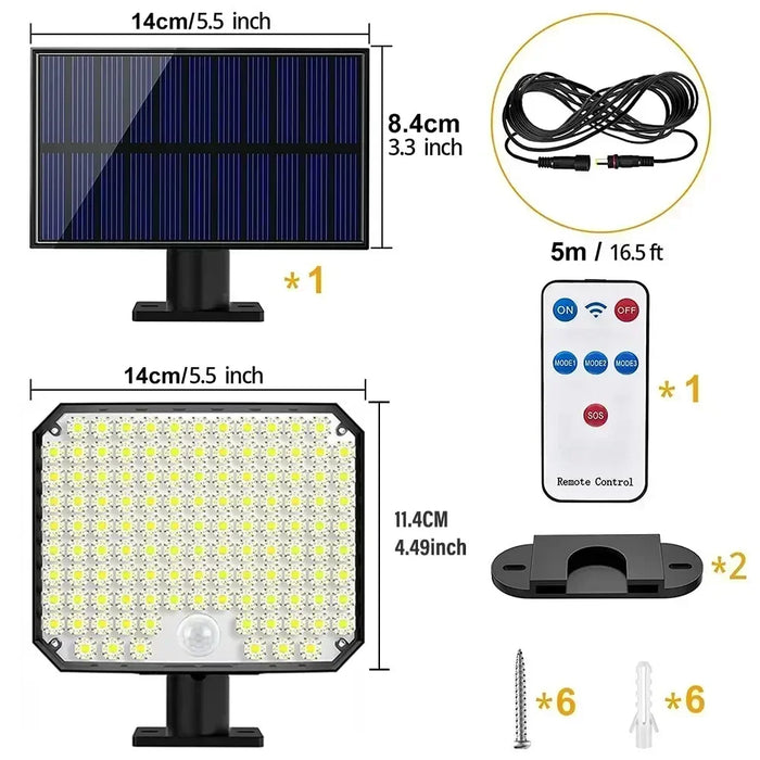 ZonlichtKracht | Solar Wandlamp 118LED | Bewegingssensor | Heldere Verlichting