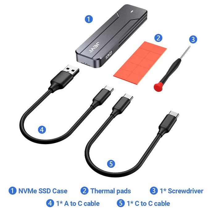 SwiftOpslag | M.2 NVMe/SATA SSD Behuizing | USB 3.2 Gen 2 | Aluminium Behuizing.