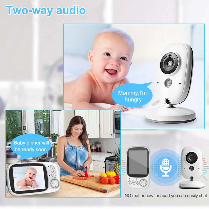 SecureListen | Draadloze Audio Babyfoon 2.8 Inch LCD Scherm | Tweewegscommunicatie | Nachtlampjes | Temperatuurweergave