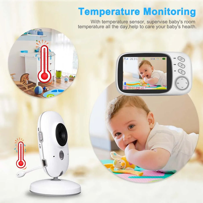 SecureListen | Draadloze Audio Babyfoon 2.8 Inch LCD Scherm | Tweewegscommunicatie | Nachtlampjes | Temperatuurweergave