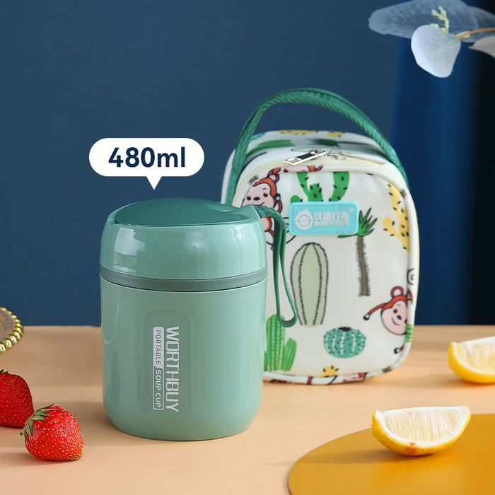 LunchMate | Thermische Lunchbox van 18/8 Roestvrij Staal | Inclusief Vouwbare Lepel