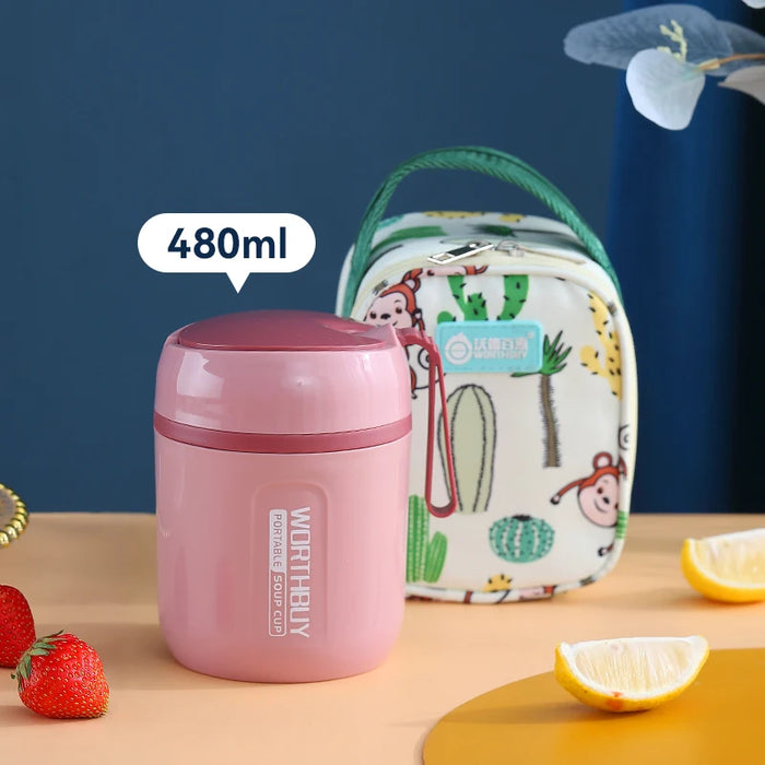 LunchMate | Thermische Lunchbox van 18/8 Roestvrij Staal | Inclusief Vouwbare Lepel