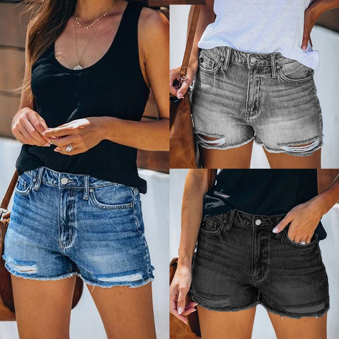 Luz | Zomer Denim Shorts voor Dames | Korte Broek met Franje Jeans