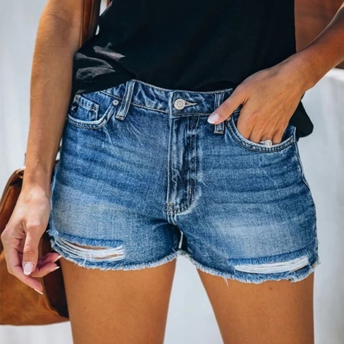 Luz | Zomer Denim Shorts voor Dames | Korte Broek met Franje Jeans