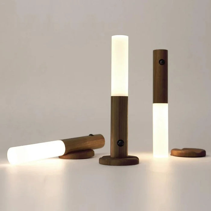 LuminaWood | Moderne Houten LED Lamp | Sfeervol Warm Licht | Draadloos en Oplaadbaar