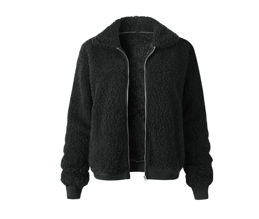 FROSTFLAIR | Elegant Fleece Gevoerde Winterjas Dames | Stijlvolle Korte Mantel