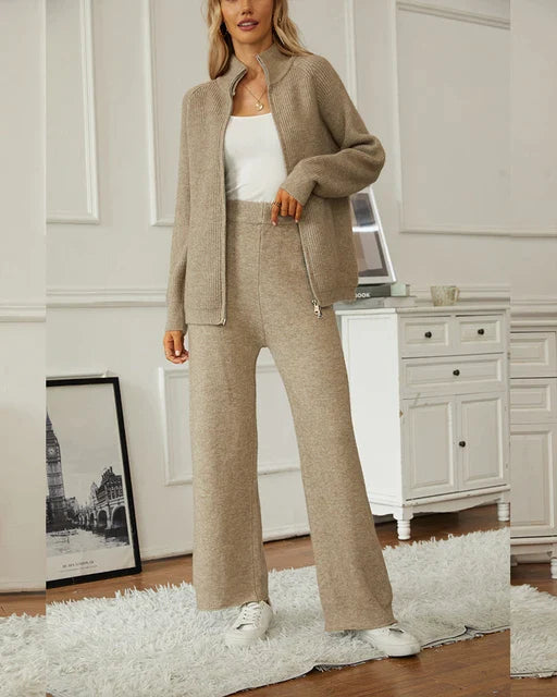 KNITNOOK Trendy Winter Lounge Set Zachte Trui en Wijde Gebreide Broek