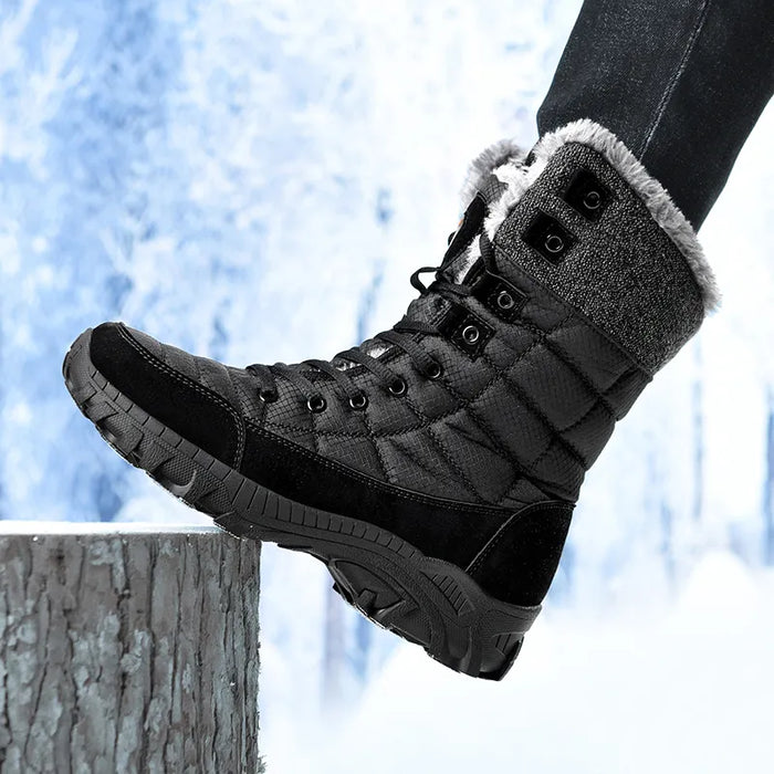 STEPHEN | Heren Winter Snowboots | Super Warme, Waterdichte Leren Hoge Wandelschoenen