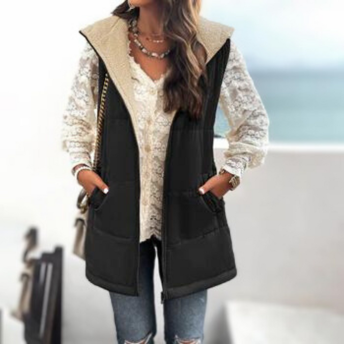 FROST | Trendy Dames Winter Vest | Losvallende Katoenen Jas met Zakken | Modieuze Outdoor Kleding